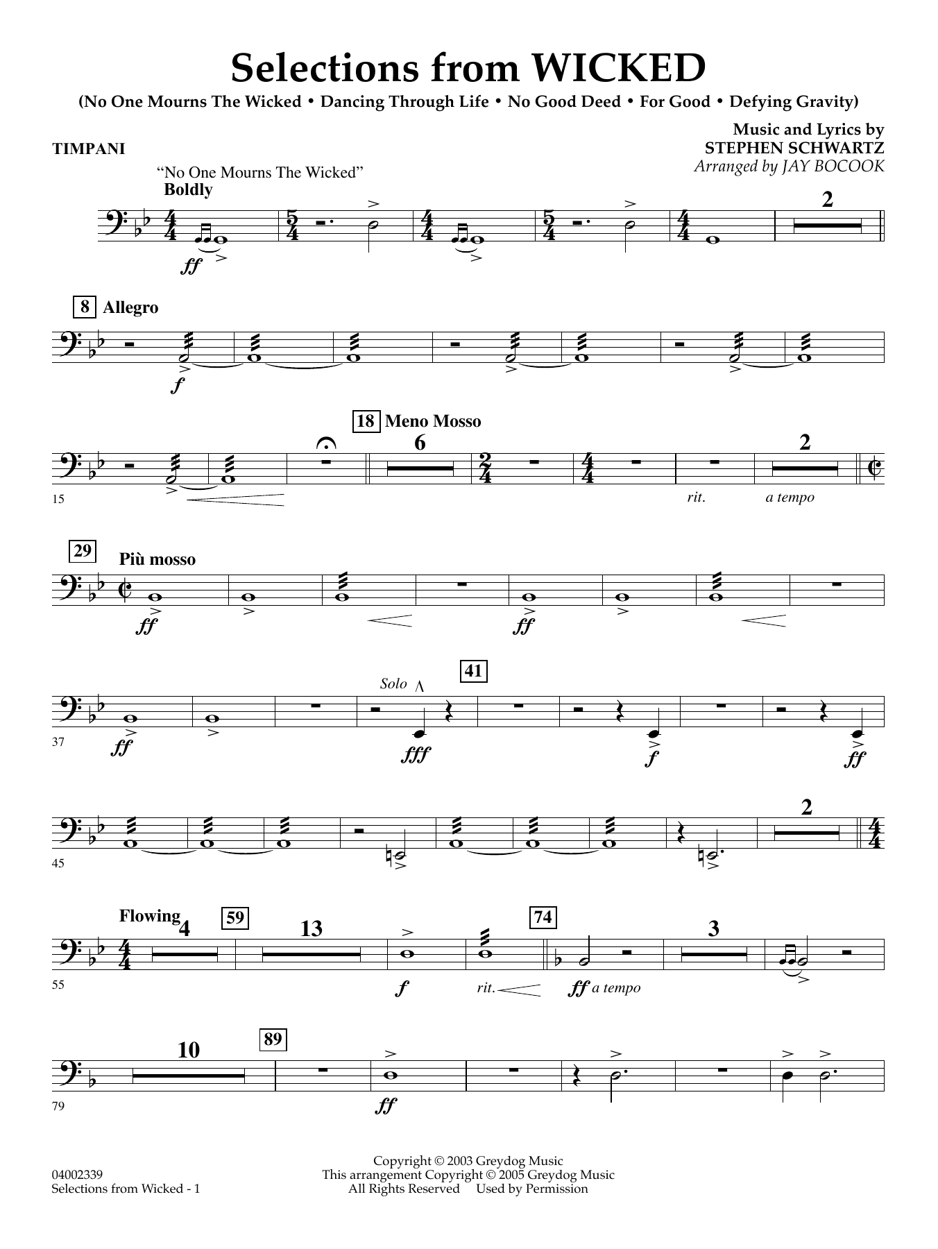 Selections from Wicked (arr. Jay Bocook) - Timpani