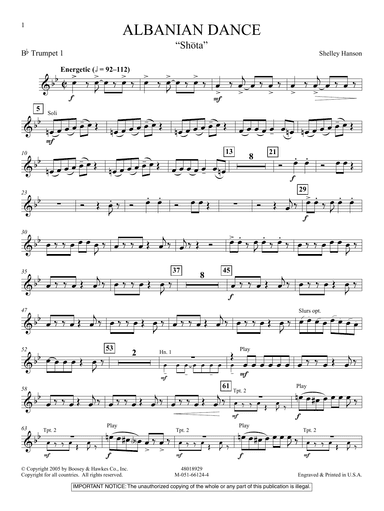 Albanian Dance - Bb Trumpet 1