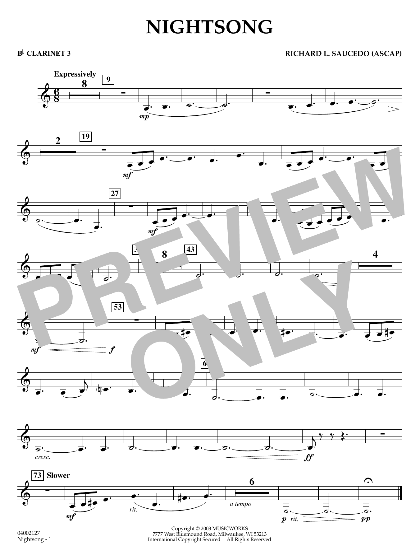 Nightsong - Bb Clarinet 3