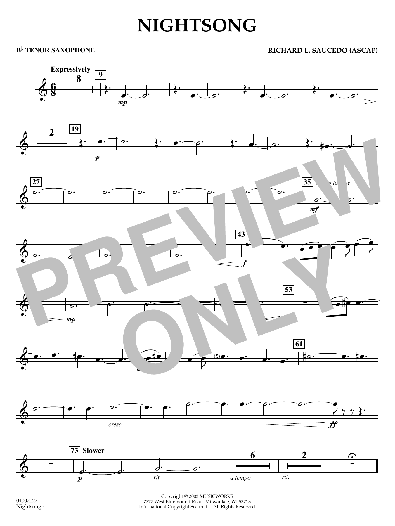 Nightsong - Bb Tenor Saxophone