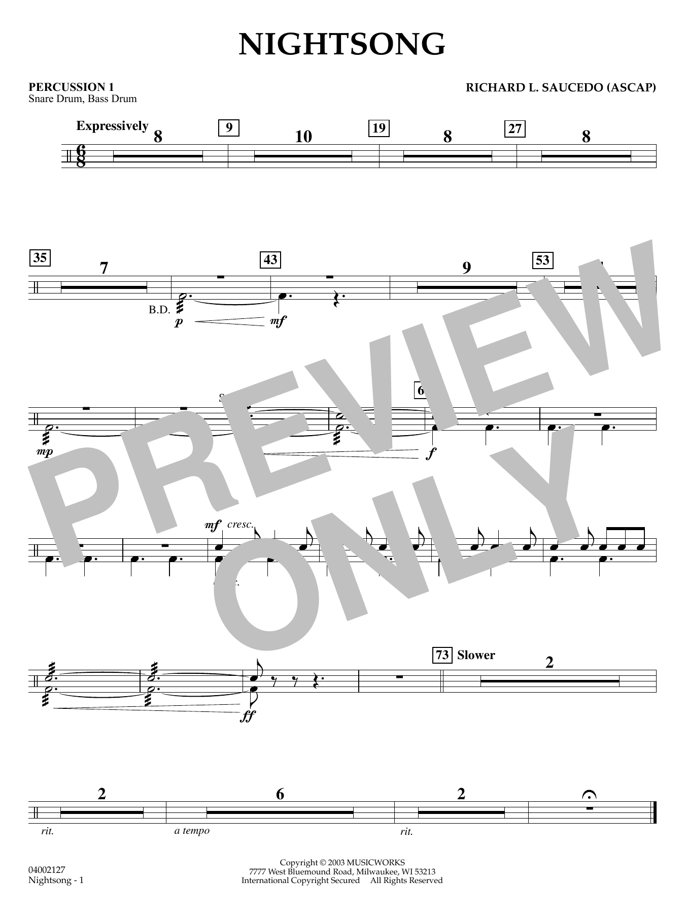 Nightsong - Percussion 1
