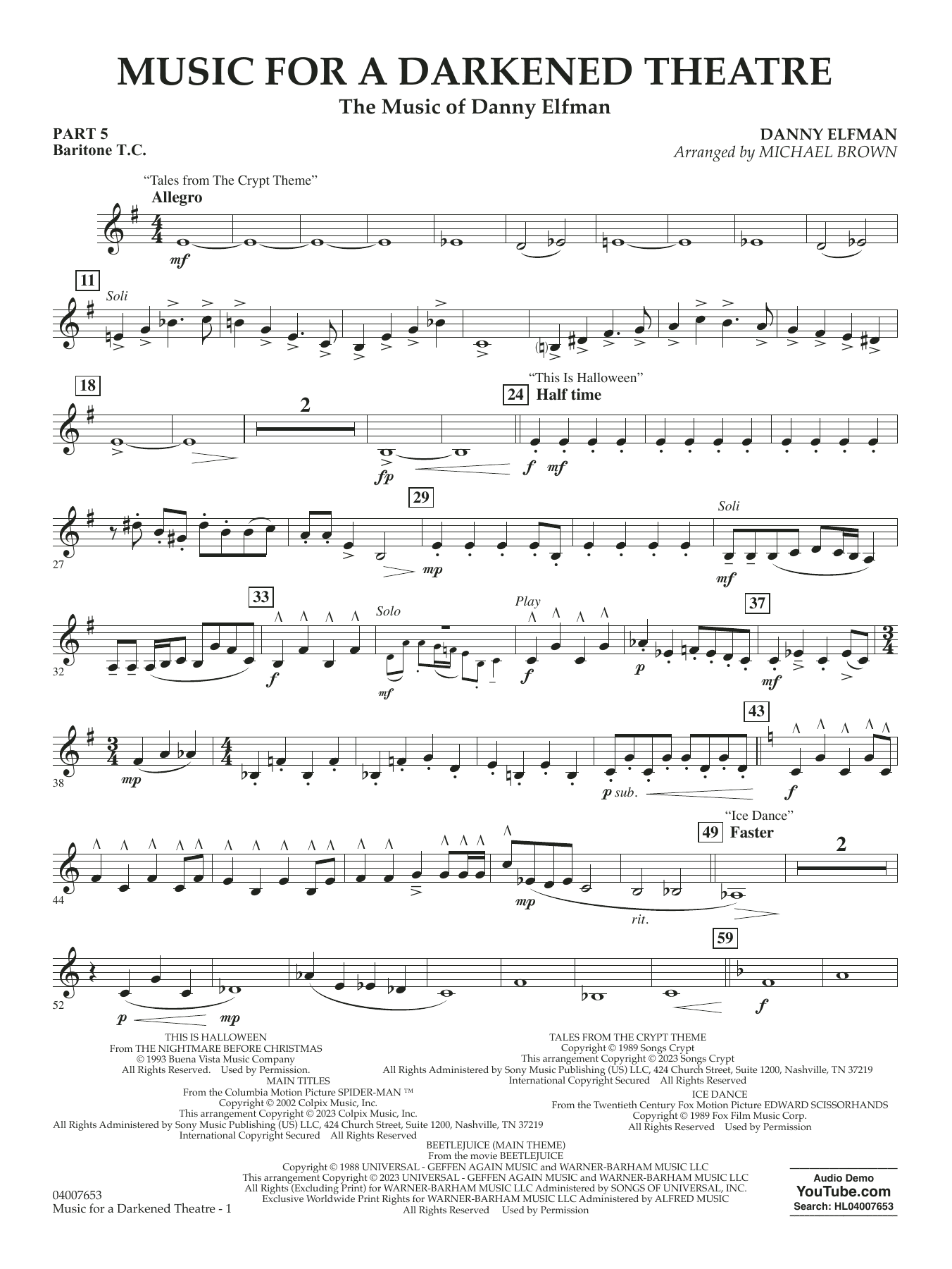 Music for a Darkened Theatre (The Music of Danny Elfman) - Pt.5 - Baritone T.C.