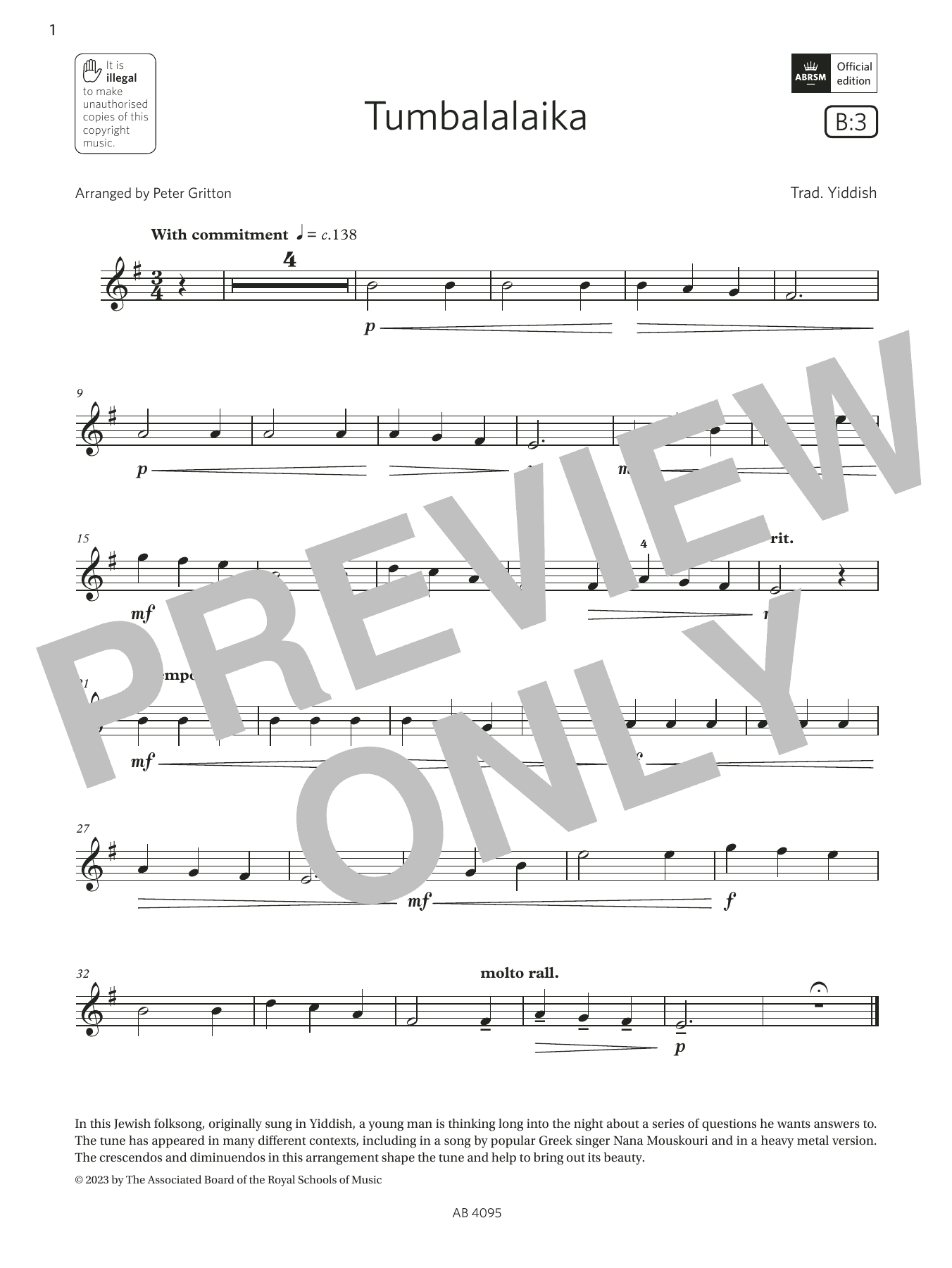 Tumbalalaika (Grade 1, B3, from the ABRSM Violin Syllabus from 2024)