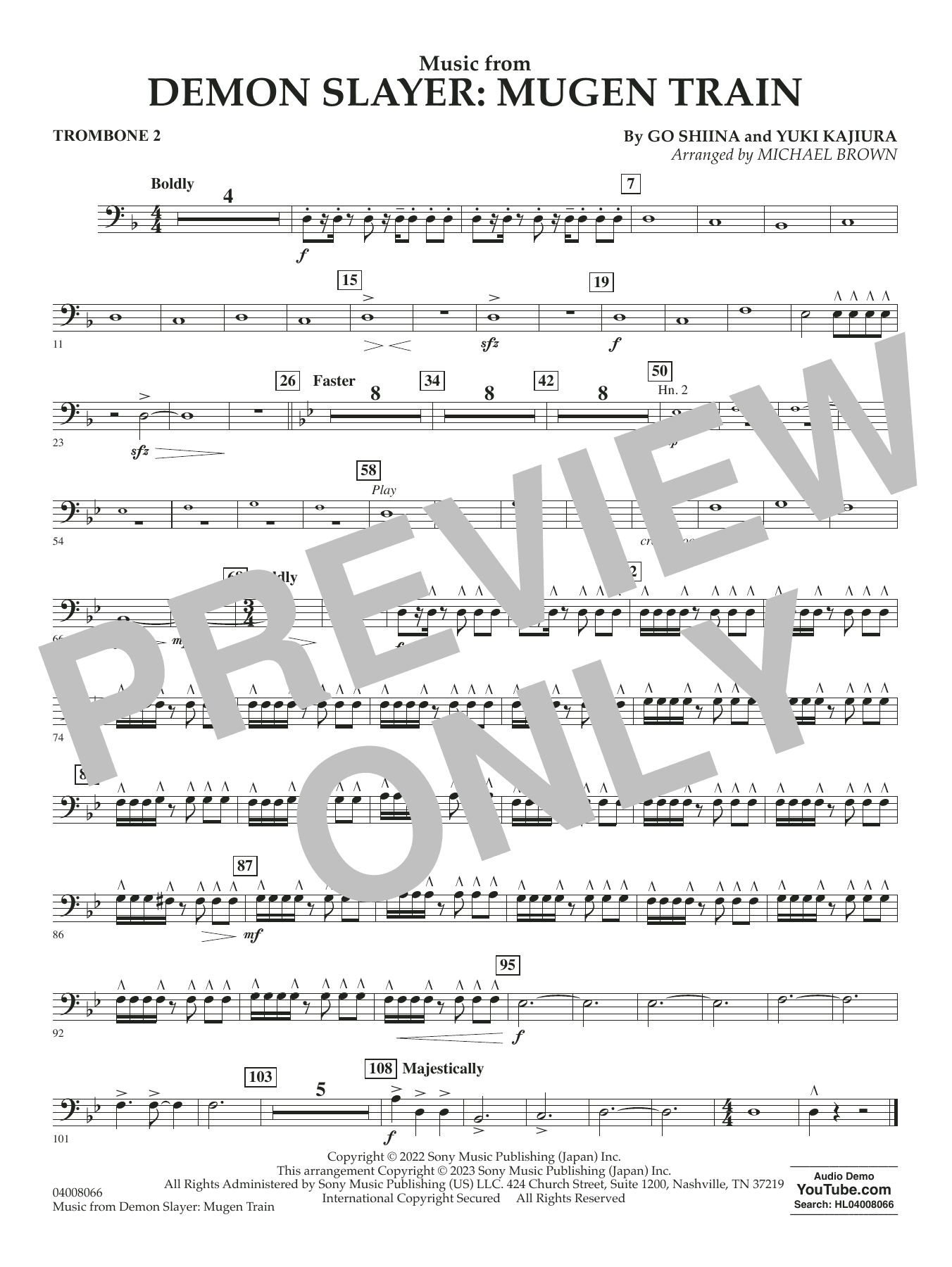 Music from Demon Slayer: Mugen Train (arr. Michael Brown) - Trombone 2