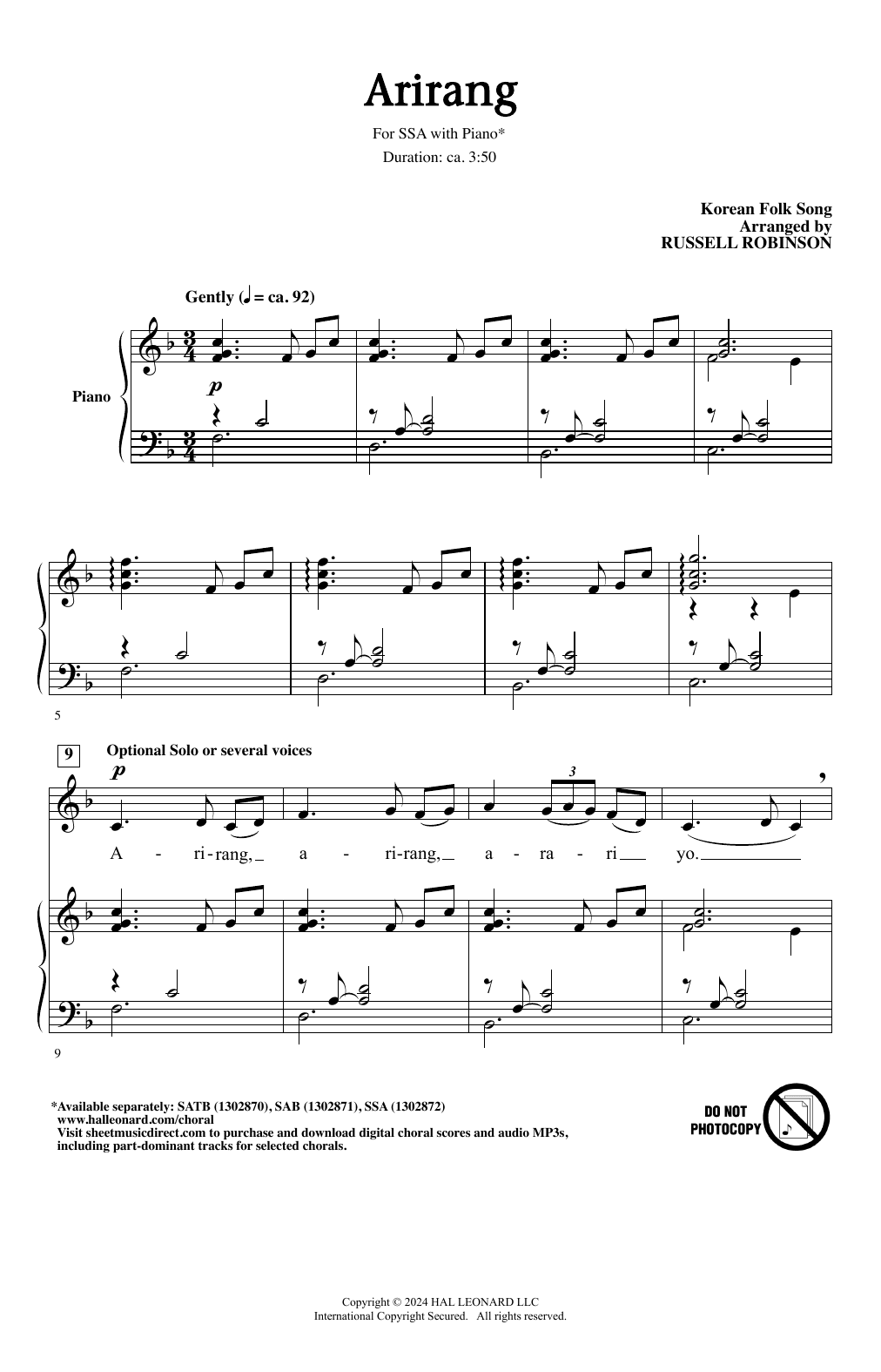 Arirang (arr. Russell Robinson)