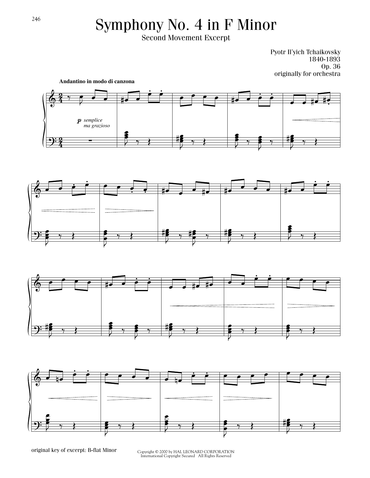 Symphony No. 4 In F Minor, Op. 36, Second Movement Excerpt