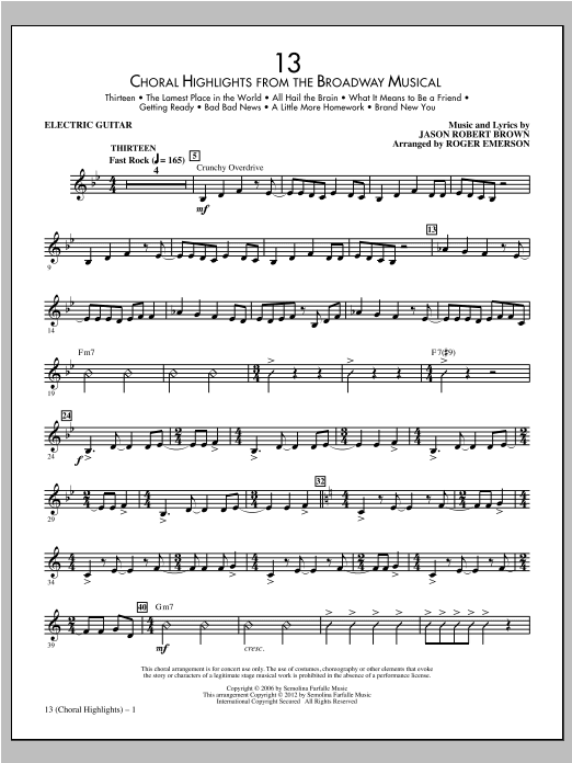 13 (Choral Highlights From The Broadway Musical) (arr. Roger Emerson) - Electric Guitar