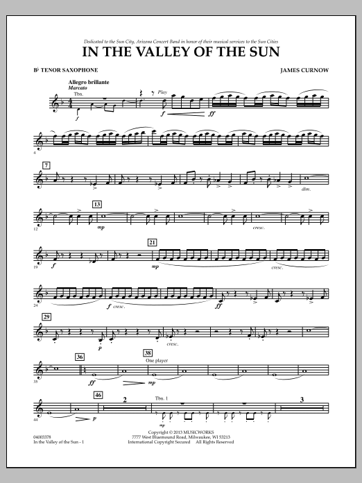 In the Valley of the Sun - Bb Tenor Saxophone