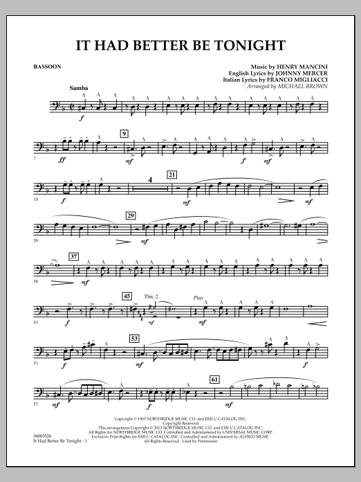 It Had Better Be Tonight - Bassoon