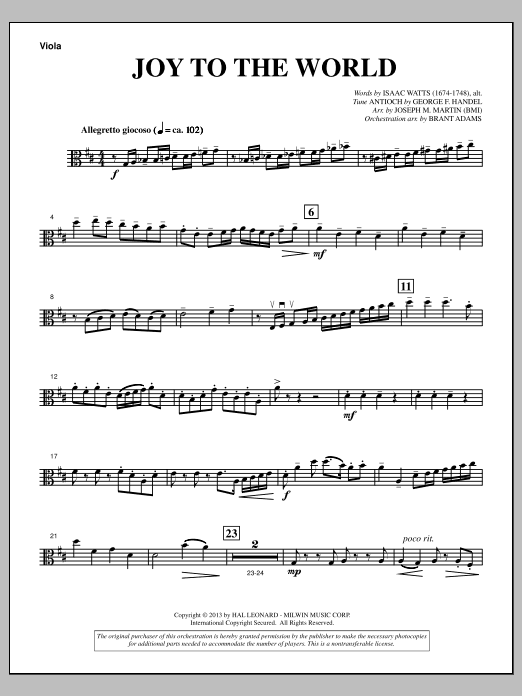 Joy To The World (from A Symphony Of Carols) - Viola
