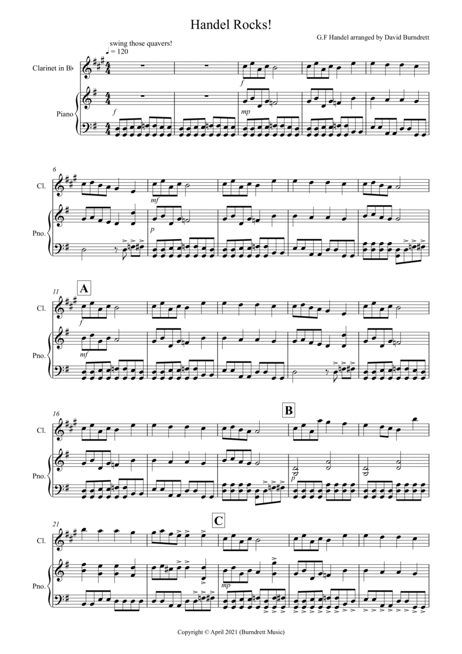 Handel Rocks! for Clarinet and Piano (arr. David Burndrett)