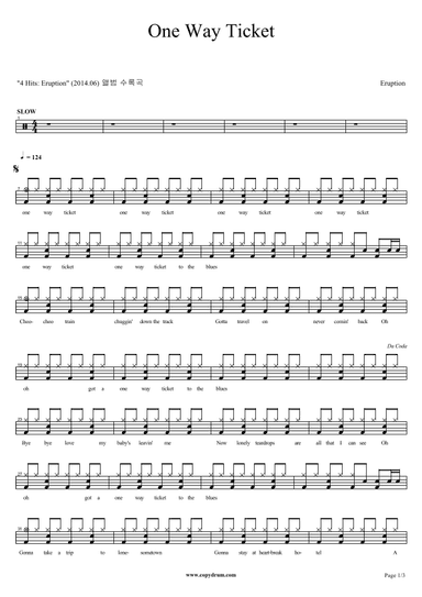 One Way Ticket (to The Blues) (arr. COPYDRUM)