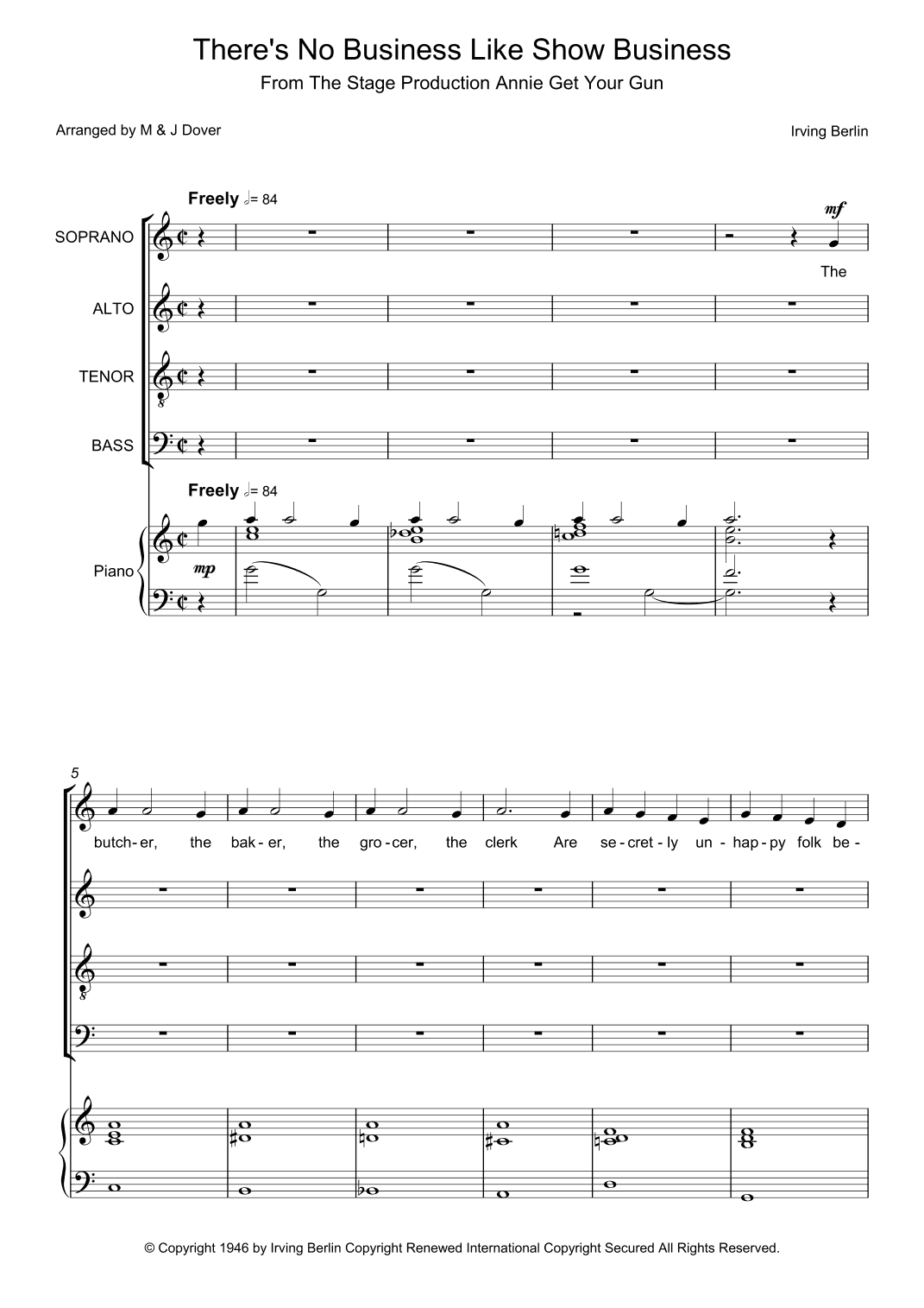 There's No Business Like Show Business (arr. M & J Dover)