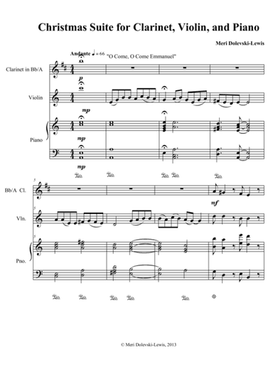 Christmas Suite for Clarinet, Violin, and Piano (arr. Meri Dolevski-Lewis)