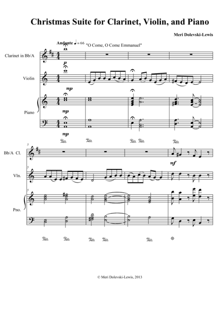 Christmas Suite for Clarinet, Violin, and Piano (arr. Meri Dolevski-Lewis)