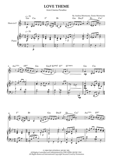 Love Theme (tema D'amore) (arr. Karen Gueiros)
