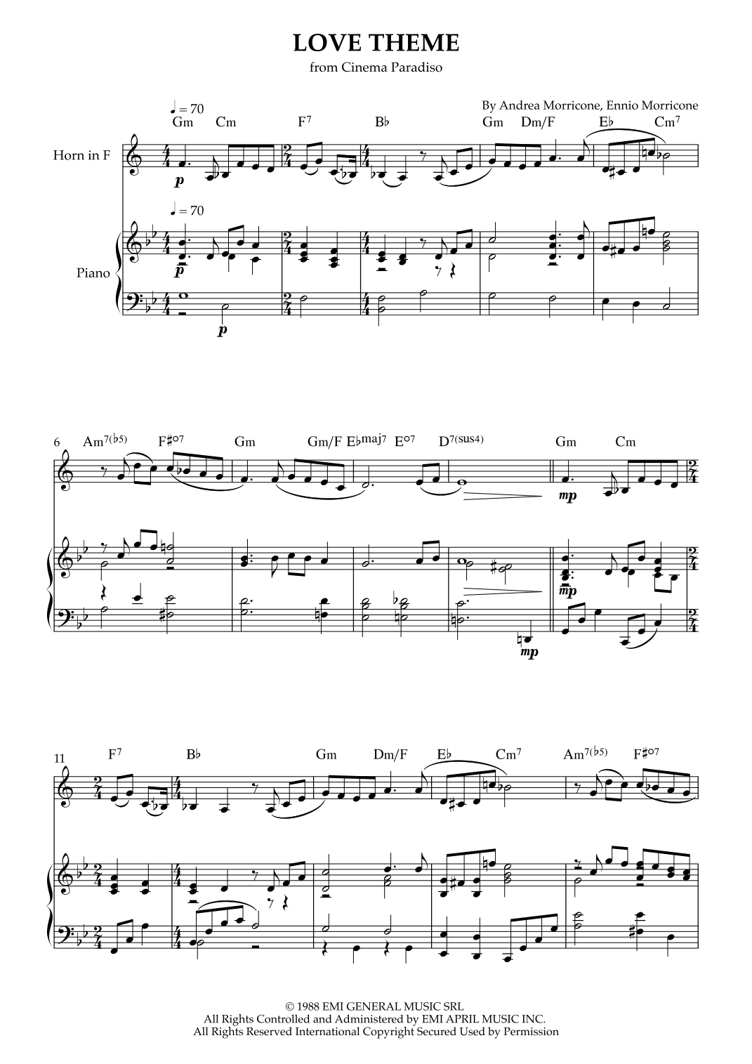 Love Theme (tema D'amore) (arr. Karen Gueiros)