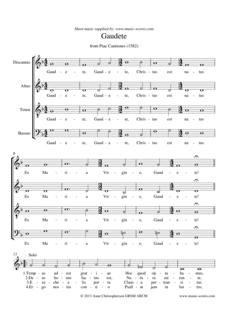 Gaudete - SATB (arr. Anne L Christopherson GRSM ARCM)