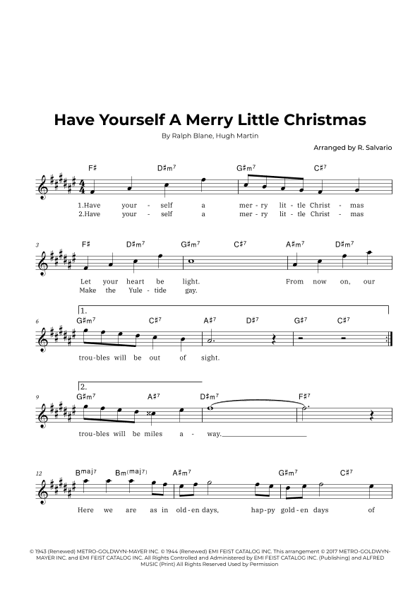 Have Yourself A Merry Little Christmas (arr. R. Salvario)