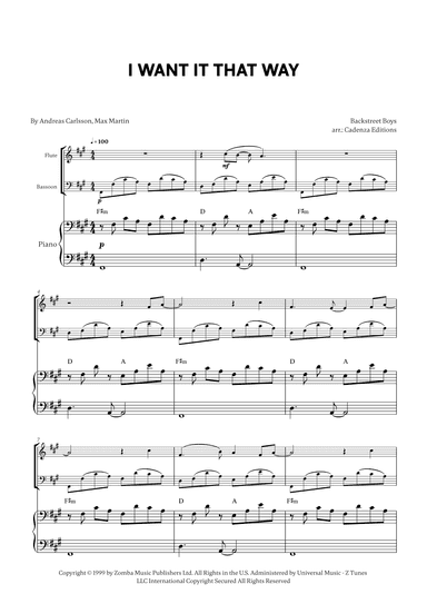 I Want It That Way (arr. Cadenza Editions)