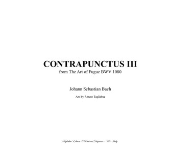 CONTRAPUNCTUS III  from The Art of Fugue BWV 1080 - Arr. for Organ 3 staff (arr. Renato Tagliabue)