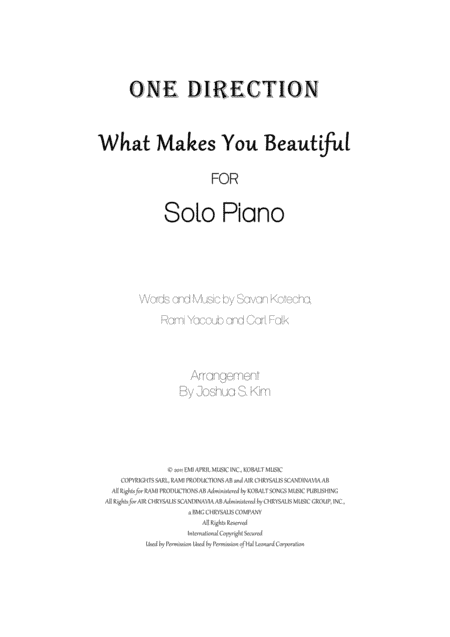 What Makes You Beautiful (arr. Joshua S. Kim)