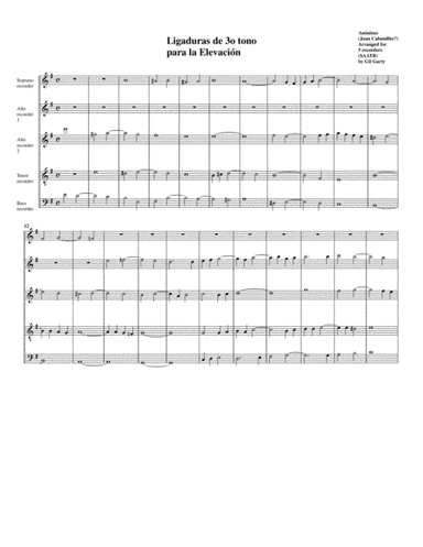 Ligaduras de 3o tono (arrangement for 5 recorders) (arr. Gil Garty)
