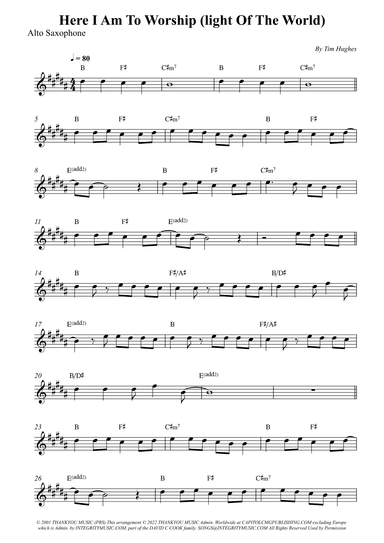 Here I Am To Worship (light Of The World) (arr. Wesley S. SIlva)
