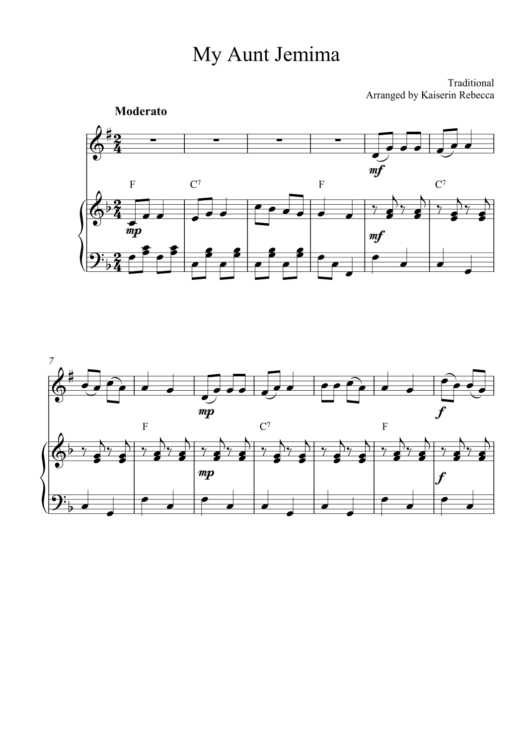 My Aunt Jemima (arr. Kaiserin Rebecca)
