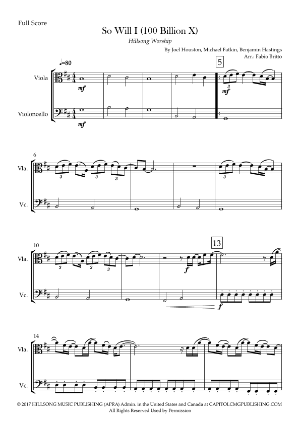 So Will I (100 Billion X) (arr. Fabio Britto)