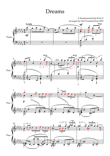Rachmaninoff - Dreams Op 38 No 5 (arr. Neil Crossland)