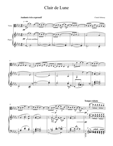 Claude Debussy - Clair de lune (Viola Solo) (arr. André Laitano)