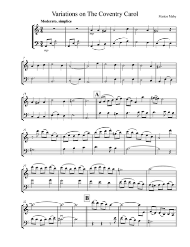 The Coventry Carol - for violin & cello duet