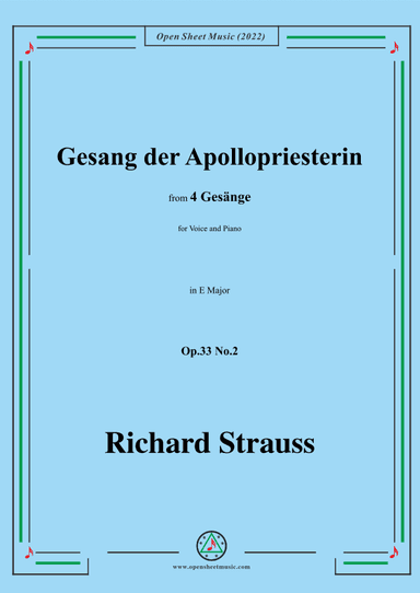 Richard Strauss-Gesang der Apollopriesterin,in E Major (arr. OSM Press)