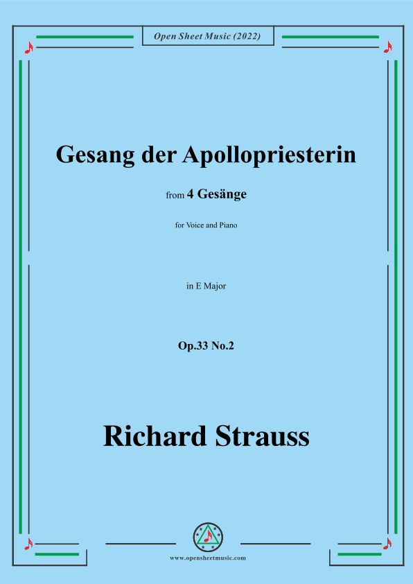 Richard Strauss-Gesang der Apollopriesterin,in E Major (arr. OSM Press)