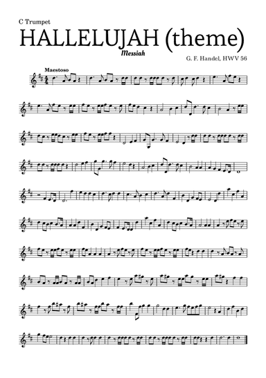 Aleluia (HALLELUJAH), of the Messiah - for C Trumpet and accompaniment (arr. Leyandder Trustworthy)