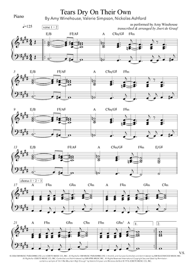 Tears Dry On Their Own (arr. Joeri de Graaf)