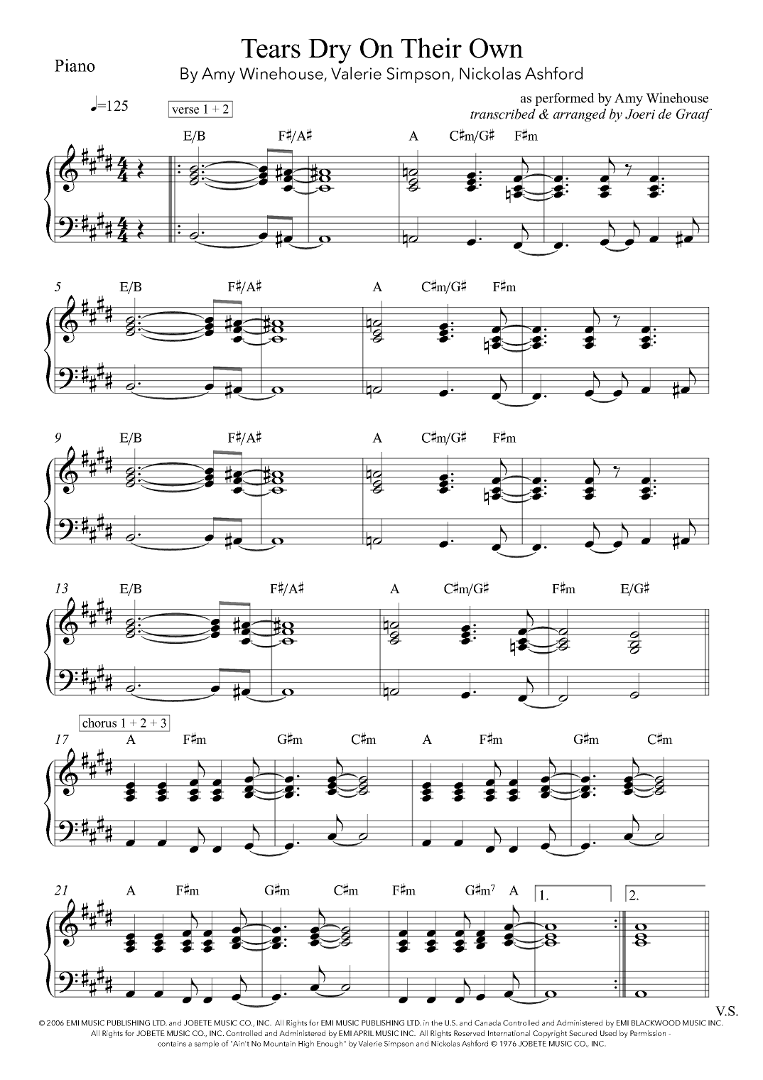 Tears Dry On Their Own (arr. Joeri de Graaf)