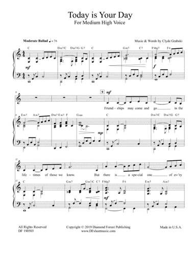 Today Is Your Day (Med-High Voice)