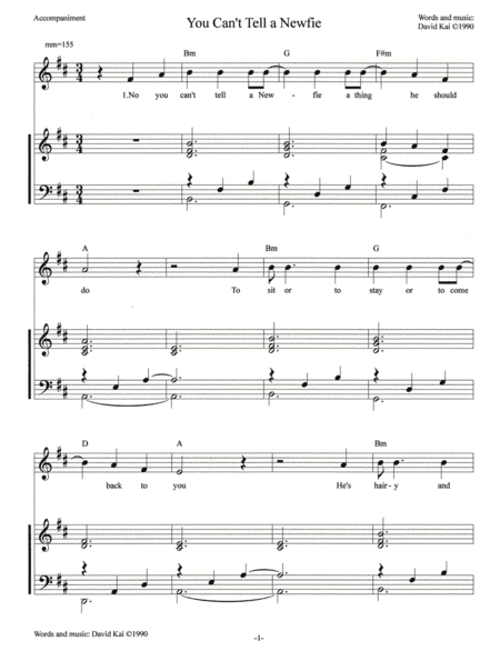 You Can't Tell a Newfie - accompaniment in D