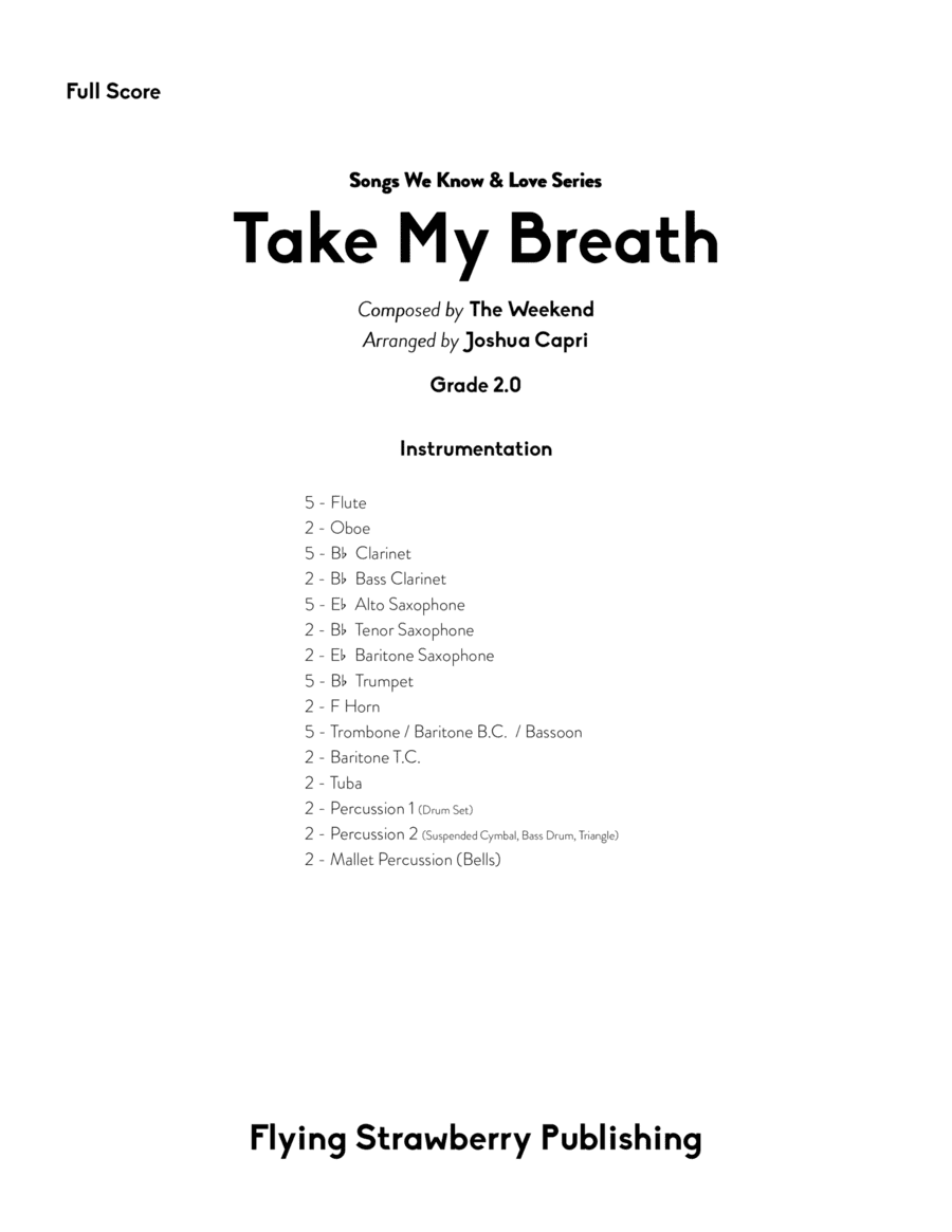 Take My Breath (arr. Joshua Capri)