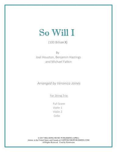 So Will I (100 Billion X) (arr. Veronica Joines)