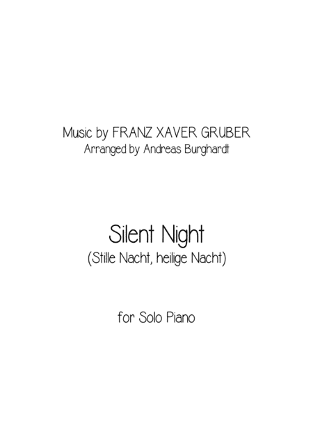 Silent night, holy night (Christmas Piano Solo (arr. Andreas Burghardt)
