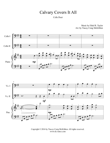 Calvary Covers It All for Cello Duet (arr. Tracey Craig McKibben)