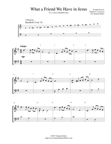 What a Friend We Have in Jesus - for 3-octave handbell choir (arr. Samuel Stokes)