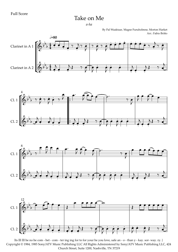 Take On Me (arr. Fabio Britto)