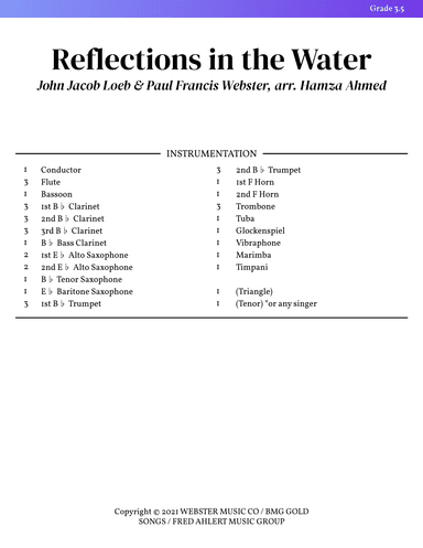 Reflections In The Water (arr. Hamza Ahmed)