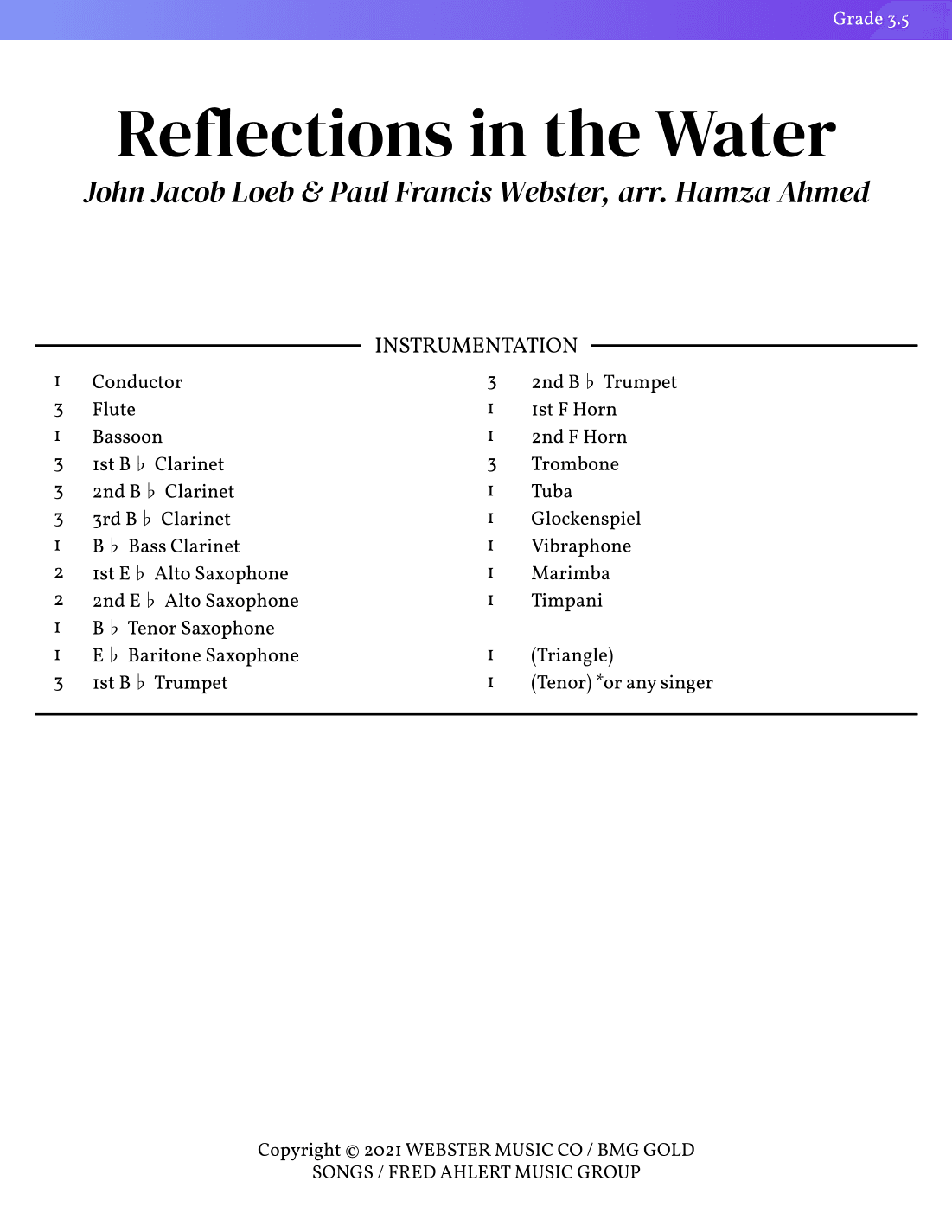 Reflections In The Water (arr. Hamza Ahmed)