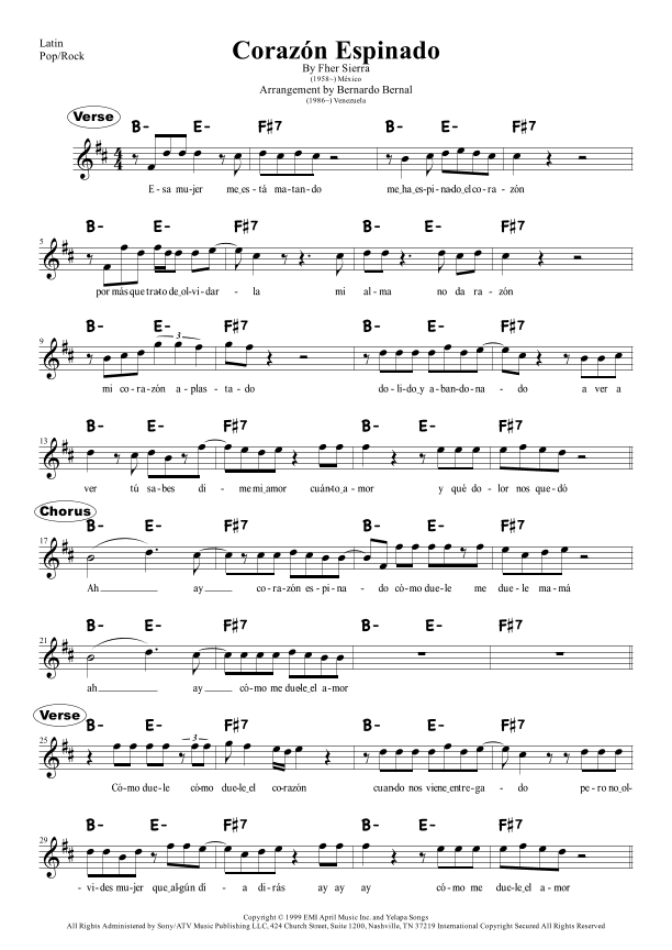 Corazon Espinado (arr. Bernardo Bernal Hidalgo)