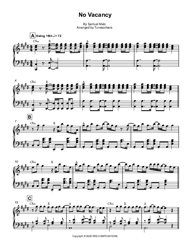 No Vacancy (arr. Tunescribers)